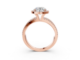 Rose gold Round Cut Halo Diamond Engagement Ring with Split Shank and Four-Prong Setting_23