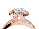 Rose gold Round Cut Halo Diamond Engagement Ring with Split Shank and Four-Prong Setting_24