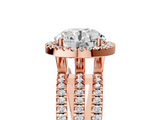 Rose gold Round Cut Halo Diamond Engagement Ring with Split Shank and Four-Prong Setting_25