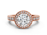 Rose gold Round Cut Halo Diamond Pave Band Ring with Four-Prong Setting_61