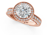Rose gold Round Cut Halo Diamond Pave Band Ring with Four-Prong Setting_62