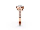 Rose gold Round Cut Halo Diamond Pave Band Ring with Four-Prong Setting_63