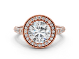 Rose gold Round Cut Halo Diamond Pave Band with Four-Prong Setting_53