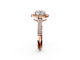 Rose gold Round Cut Halo Diamond Pave Band with Four-Prong Setting_55