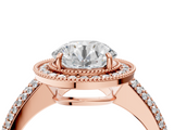 Rose gold Round Cut Halo Diamond Pave Band with Four-Prong Setting_57
