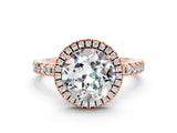 Rose gold Round Cut Halo Diamond Pave Band with Prong Setting