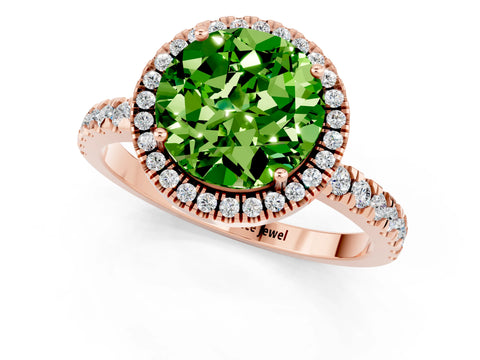 Rose gold Round Cut Halo Diamond Pave Band with Prong Setting_1