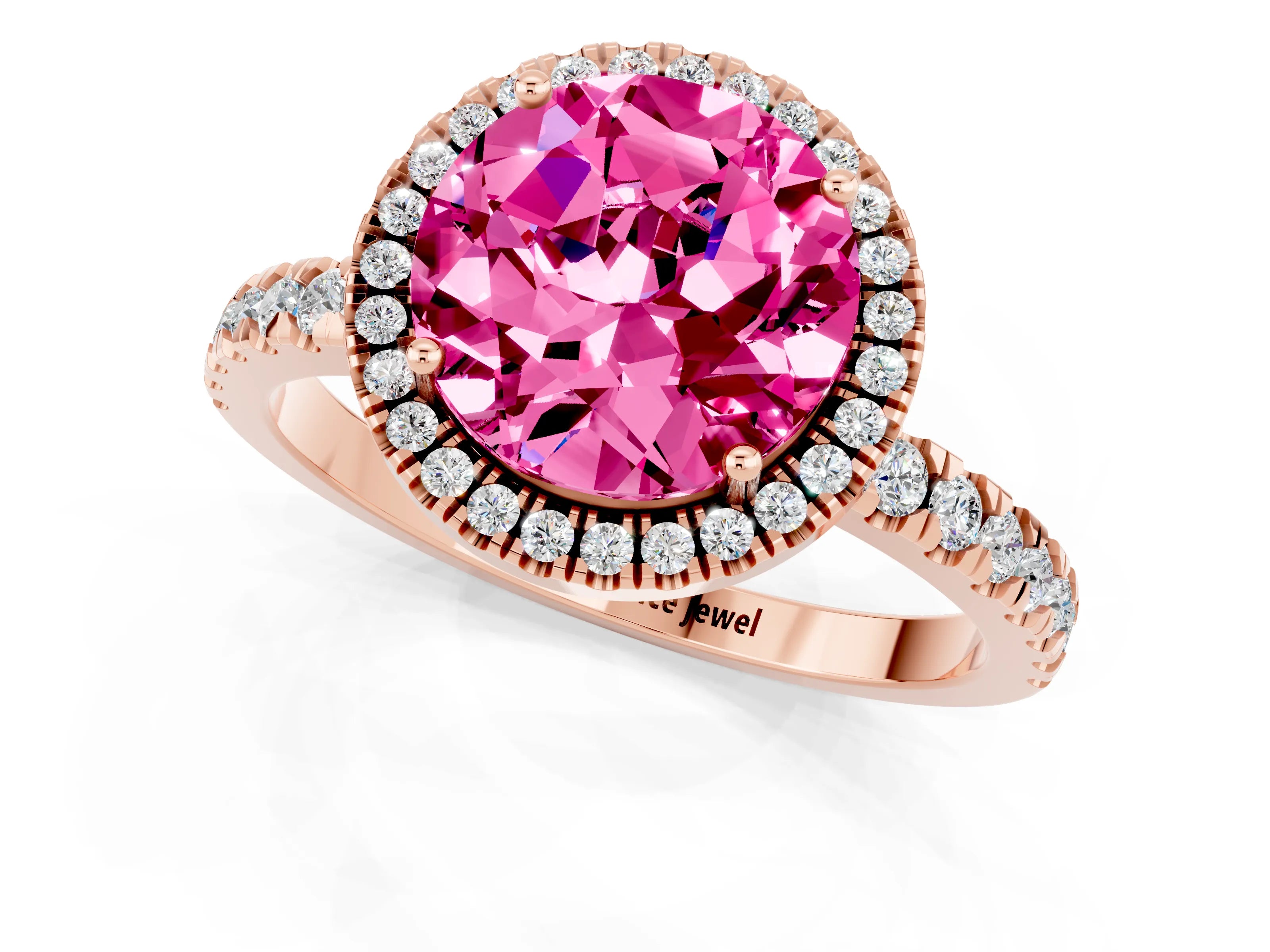 Rose gold Round Cut Halo Diamond Pave Band with Prong Setting_1
