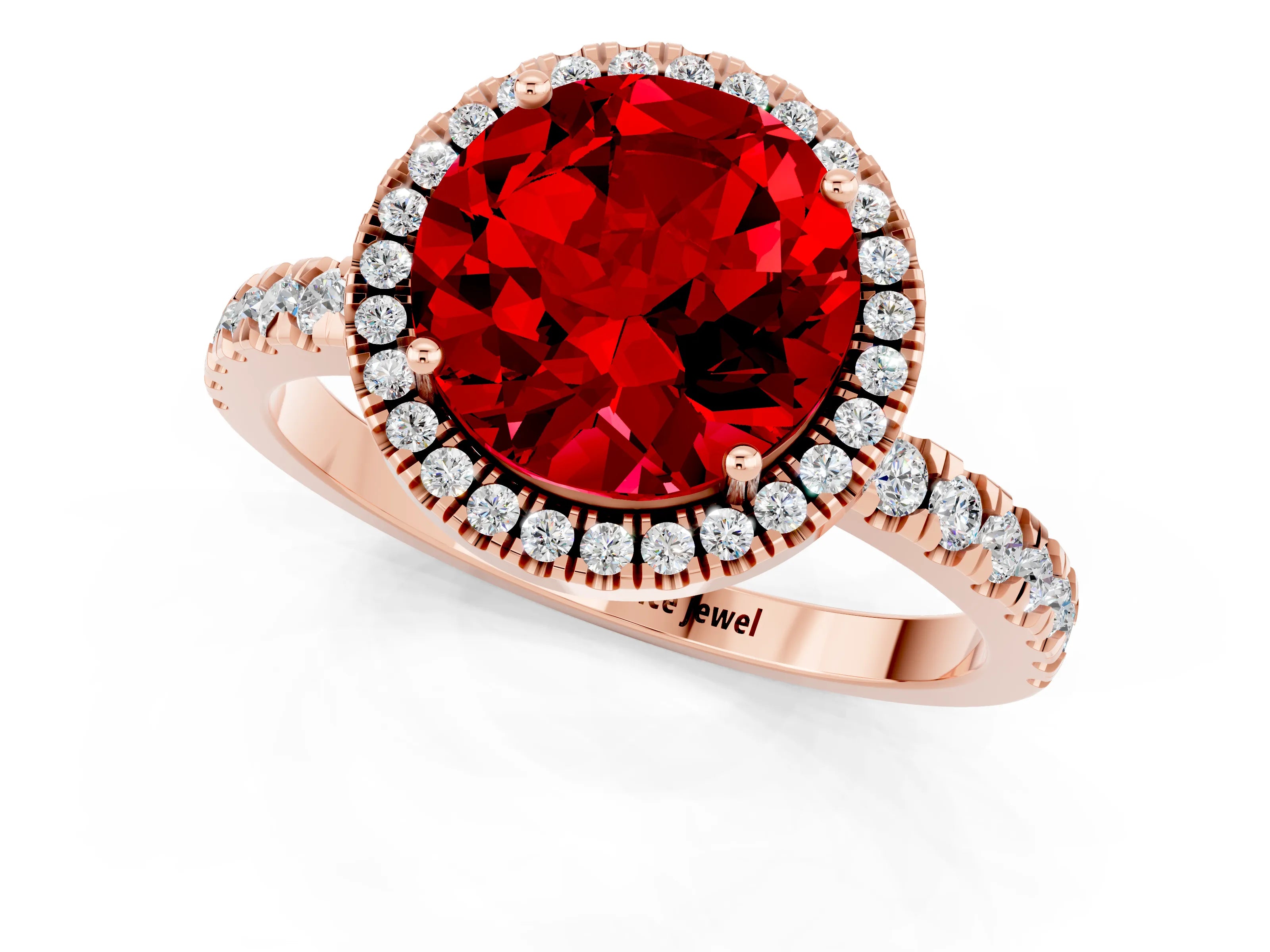Rose gold Round Cut Halo Diamond Pave Band with Prong Setting_1