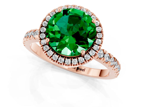 Rose gold Round Cut Halo Diamond Pave Band with Prong Setting_1
