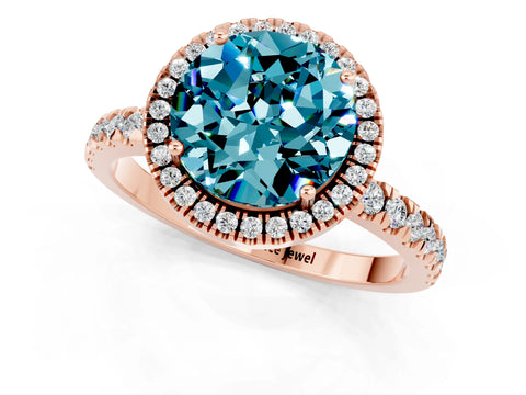 Rose gold Round Cut Halo Diamond Pave Band with Prong Setting_1