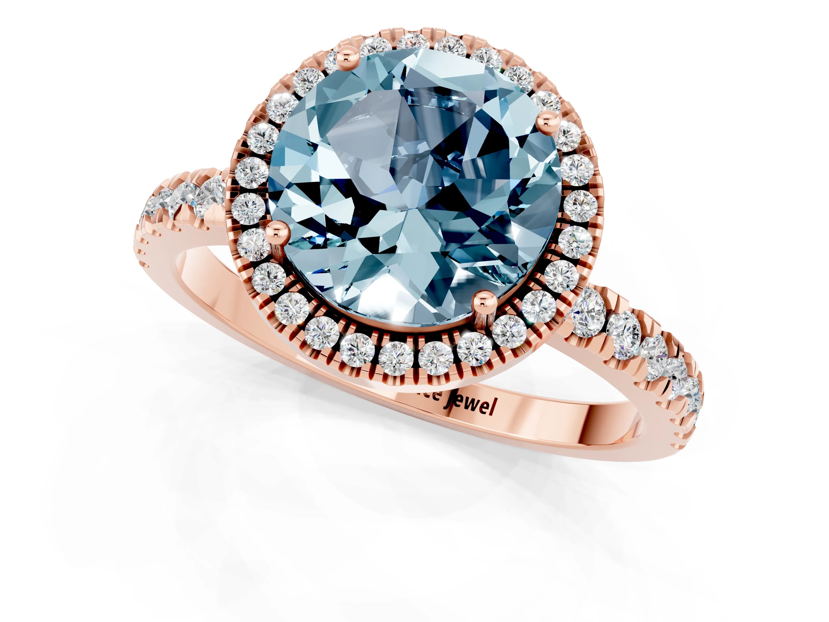 Rose gold Round Cut Halo Diamond Pave Band with Prong Setting_1