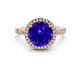 Rose gold Round Cut Halo Diamond Pave Band with Prong Setting