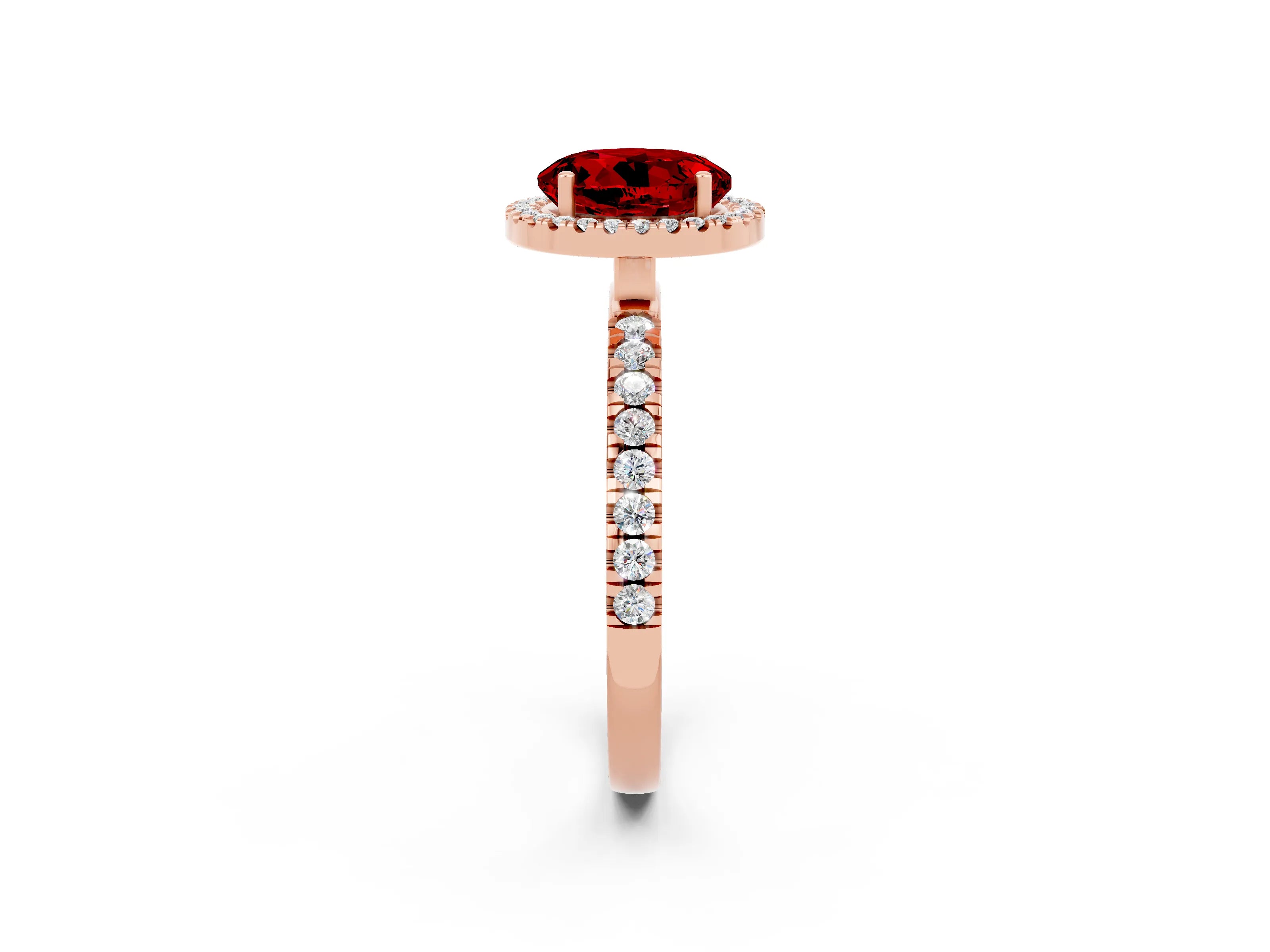 Rose gold Round Cut Halo Diamond Pave Band with Prong Setting_2