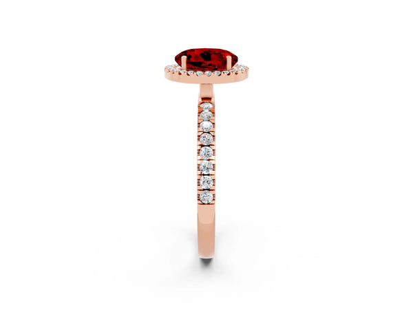 Rose gold Round Cut Halo Diamond Pave Band with Prong Setting