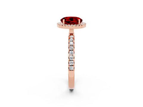 Rose gold Round Cut Halo Diamond Pave Band with Prong Setting_2