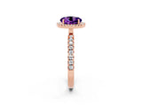 Rose gold Round Cut Halo Diamond Pave Band with Prong Setting_2