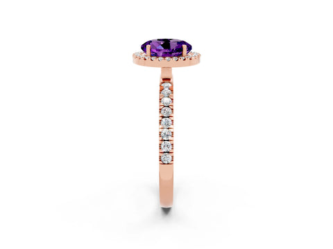 Rose gold Round Cut Halo Diamond Pave Band with Prong Setting_2