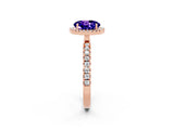 Rose gold Round Cut Halo Diamond Pave Band with Prong Setting_2