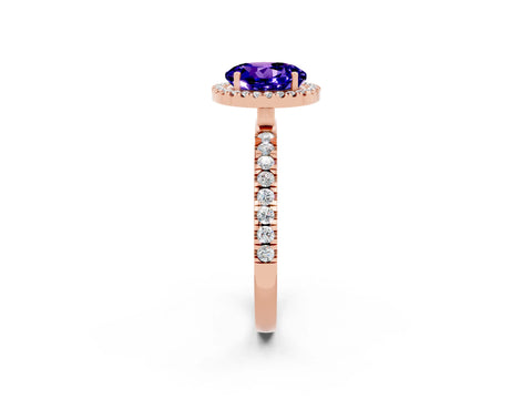 Rose gold Round Cut Halo Diamond Pave Band with Prong Setting_2