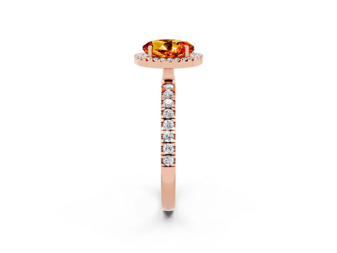 Rose gold Round Cut Halo Diamond Pave Band with Prong Setting_2