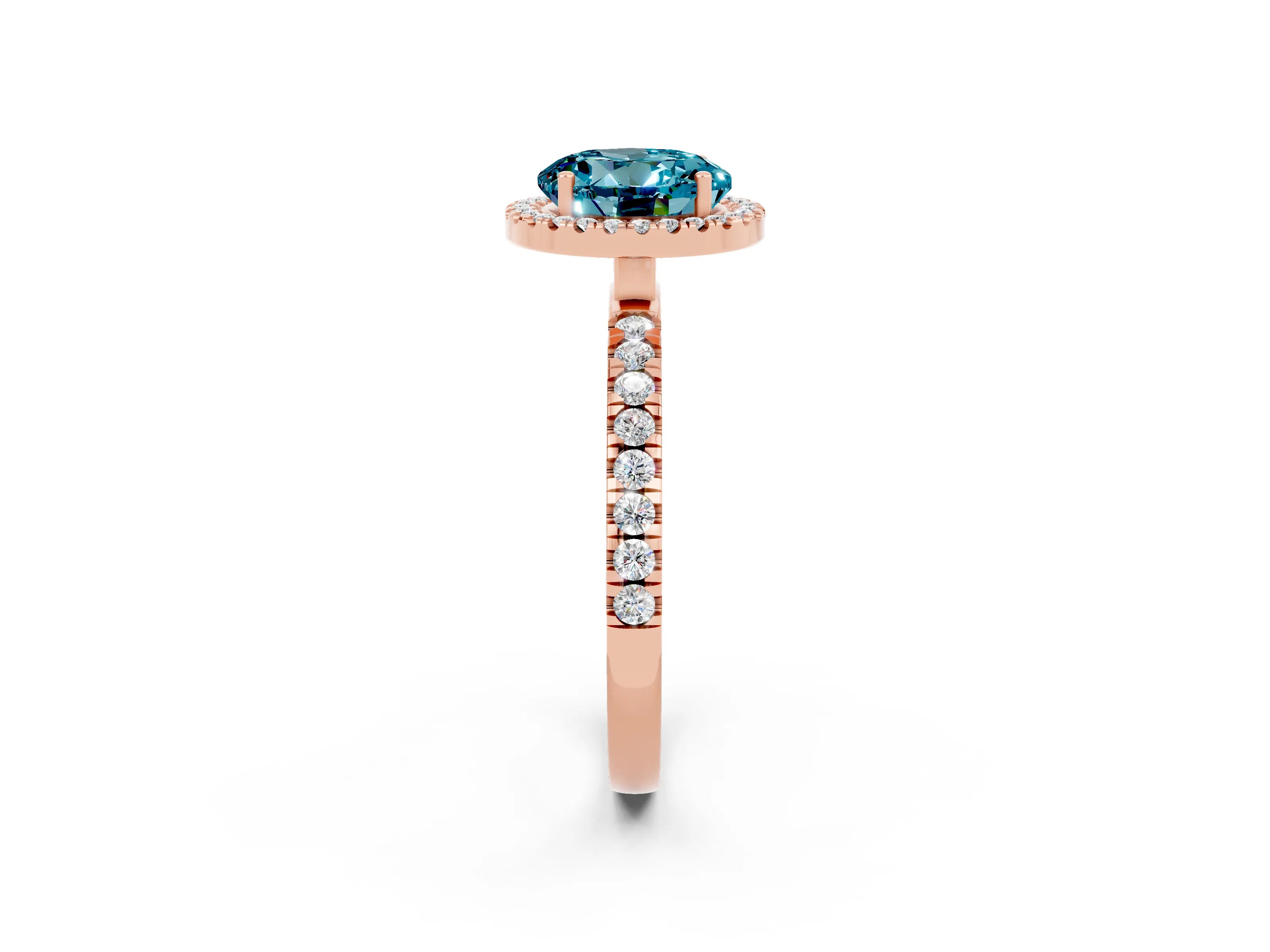 Rose gold Round Cut Halo Diamond Pave Band with Prong Setting_2