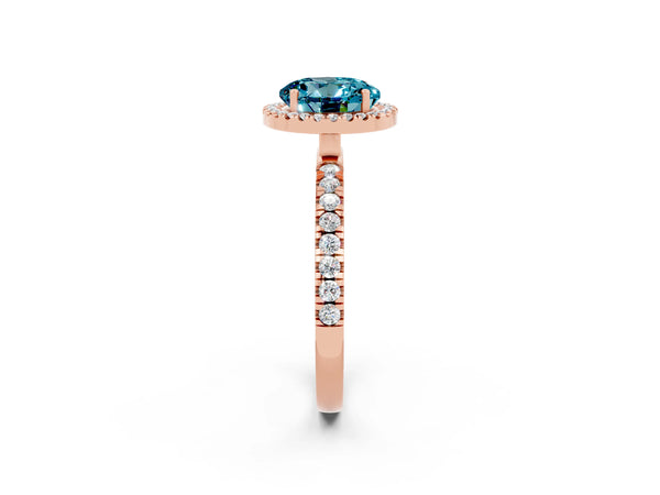 Rose gold Round Cut Halo Diamond Pave Band with Prong Setting
