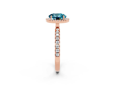 Rose gold Round Cut Halo Diamond Pave Band with Prong Setting_2
