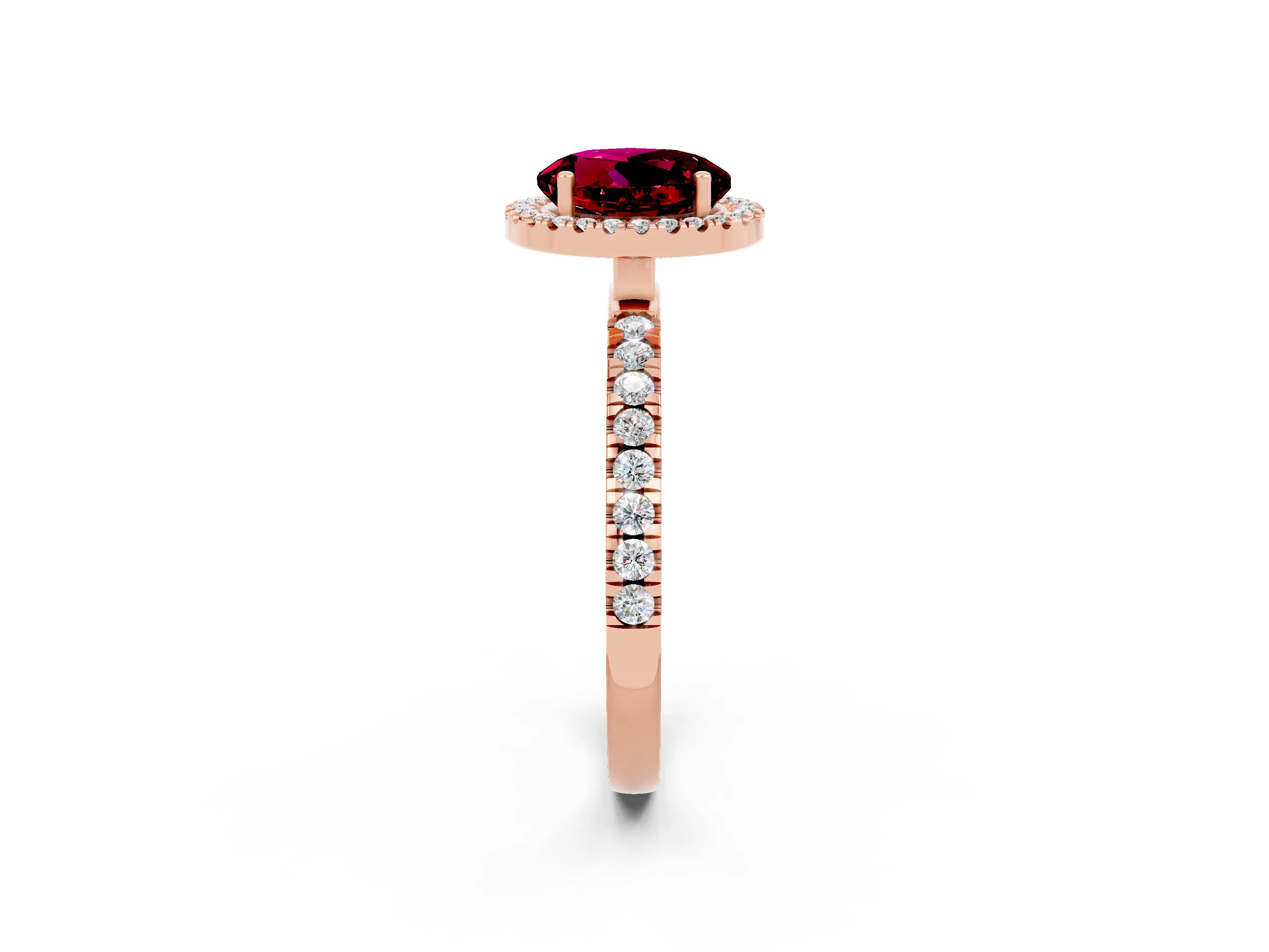 Rose gold Round Cut Halo Diamond Pave Band with Prong Setting_2
