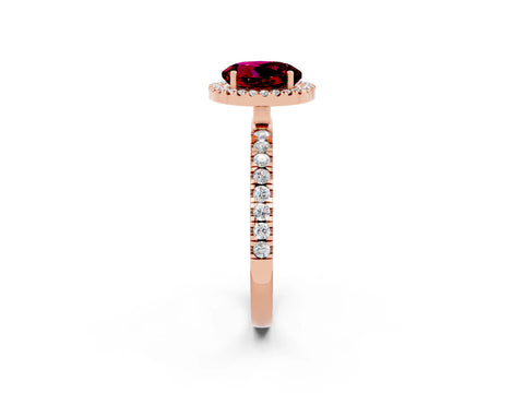 Rose gold Round Cut Halo Diamond Pave Band with Prong Setting_2