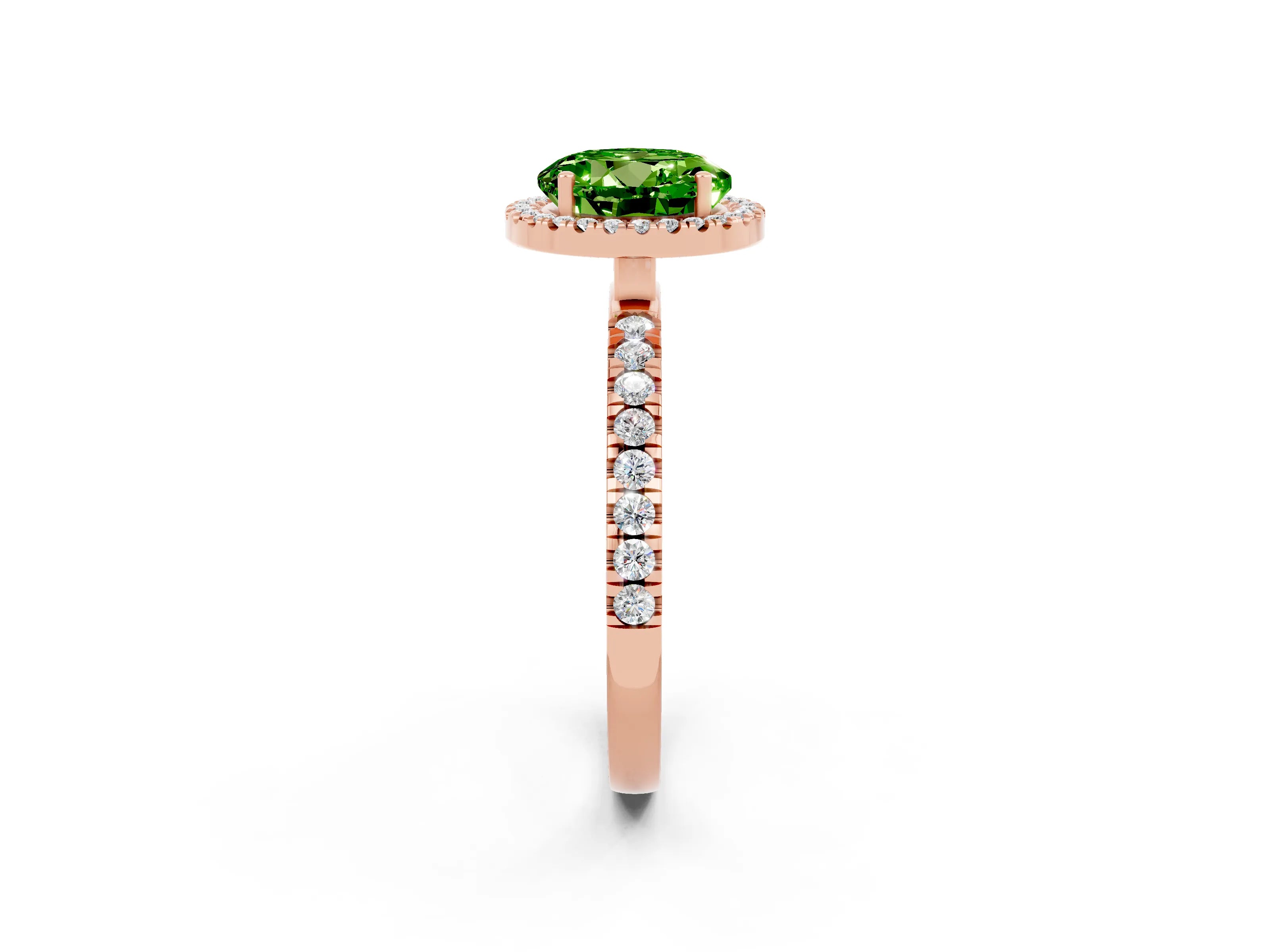 Rose gold Round Cut Halo Diamond Pave Band with Prong Setting_2