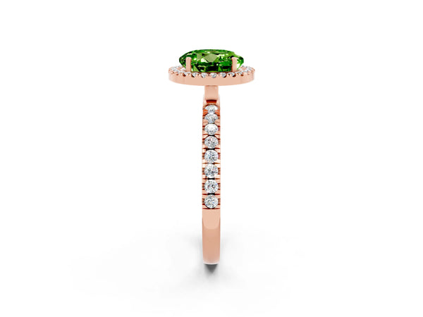 Rose gold Round Cut Halo Diamond Pave Band with Prong Setting