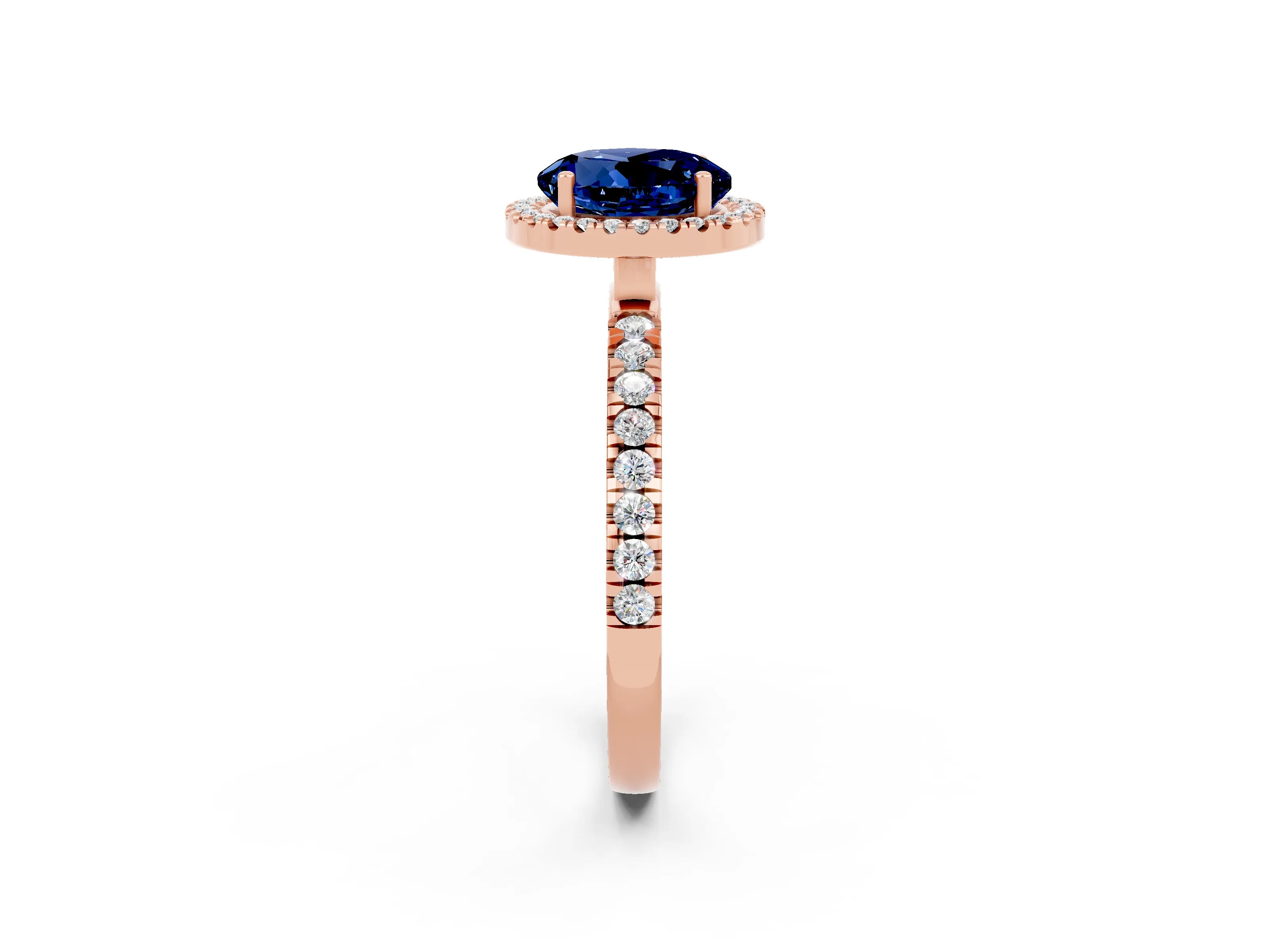 Rose gold Round Cut Halo Diamond Pave Band with Prong Setting_2