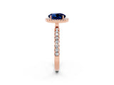 Rose gold Round Cut Halo Diamond Pave Band with Prong Setting_2