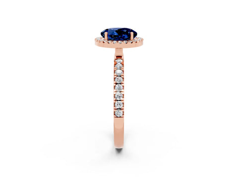 Rose gold Round Cut Halo Diamond Pave Band with Prong Setting_2