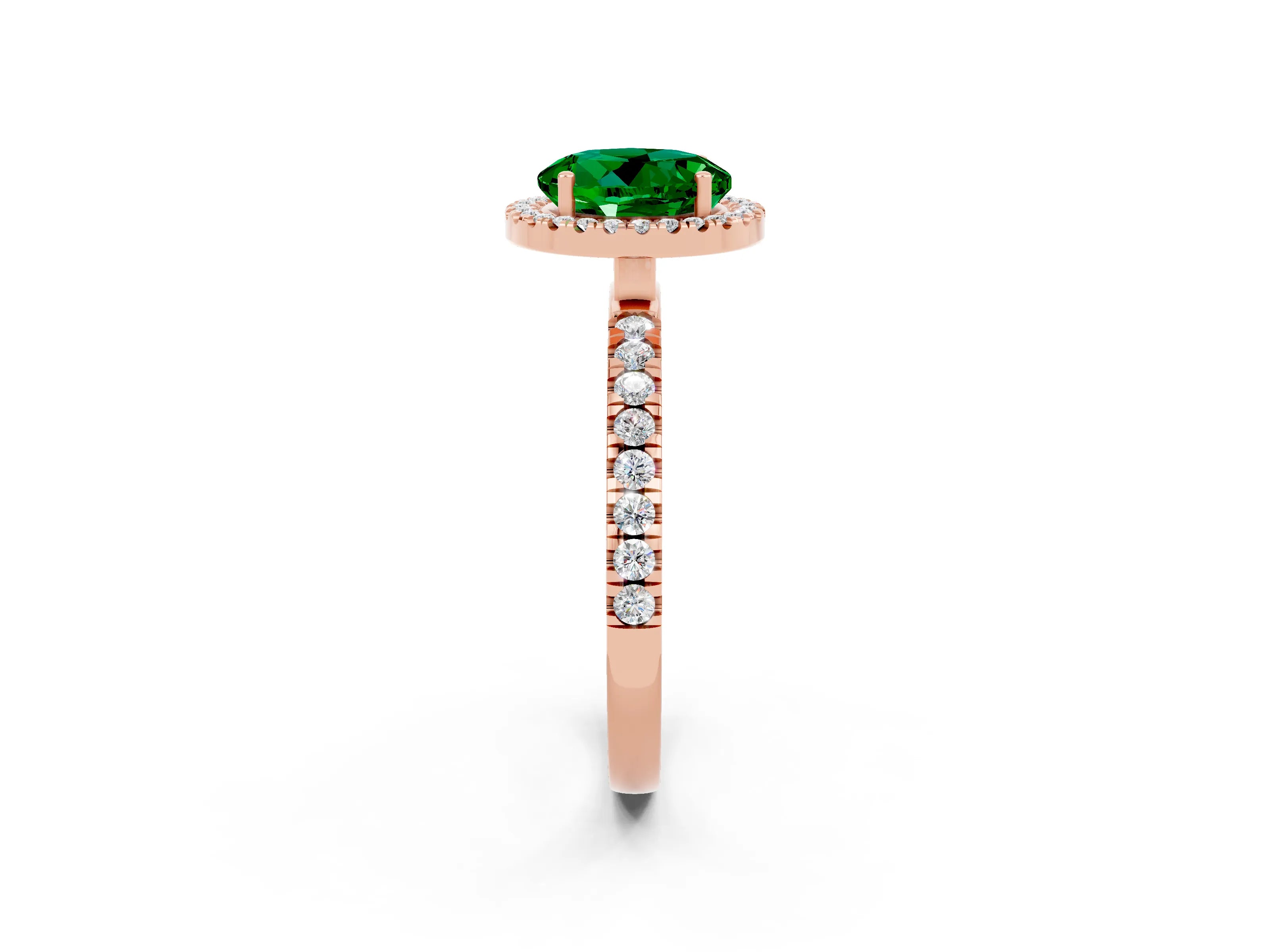 Rose gold Round Cut Halo Diamond Pave Band with Prong Setting_2