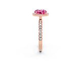 Rose gold Round Cut Halo Diamond Pave Band with Prong Setting_2