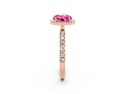 Rose gold Round Cut Halo Diamond Pave Band with Prong Setting_2