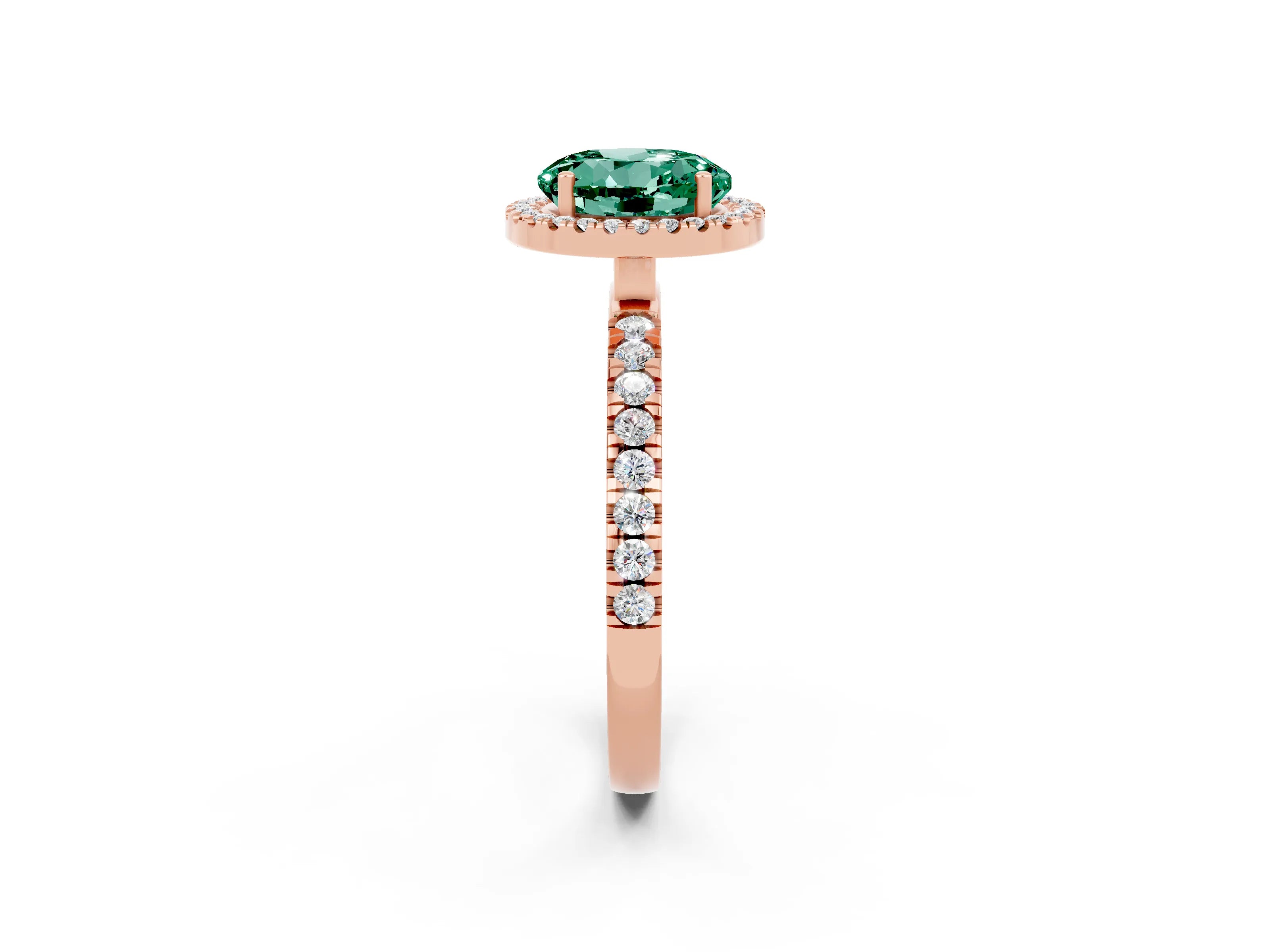 Rose gold Round Cut Halo Diamond Pave Band with Prong Setting_2