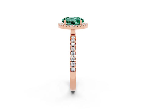 Rose gold Round Cut Halo Diamond Pave Band with Prong Setting_2