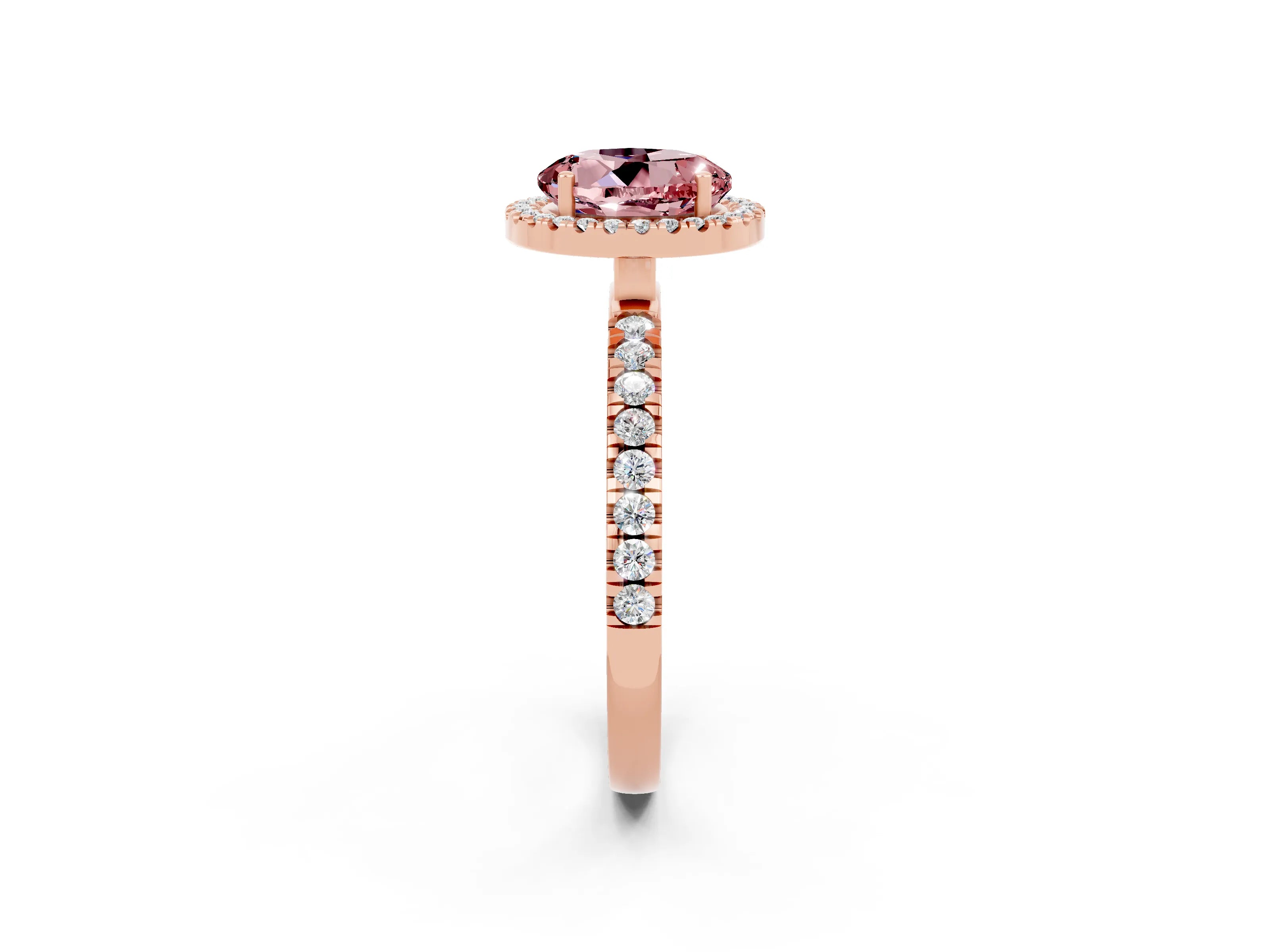 Rose gold Round Cut Halo Diamond Pave Band with Prong Setting_2