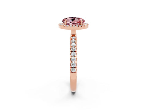 Rose gold Round Cut Halo Diamond Pave Band with Prong Setting_2