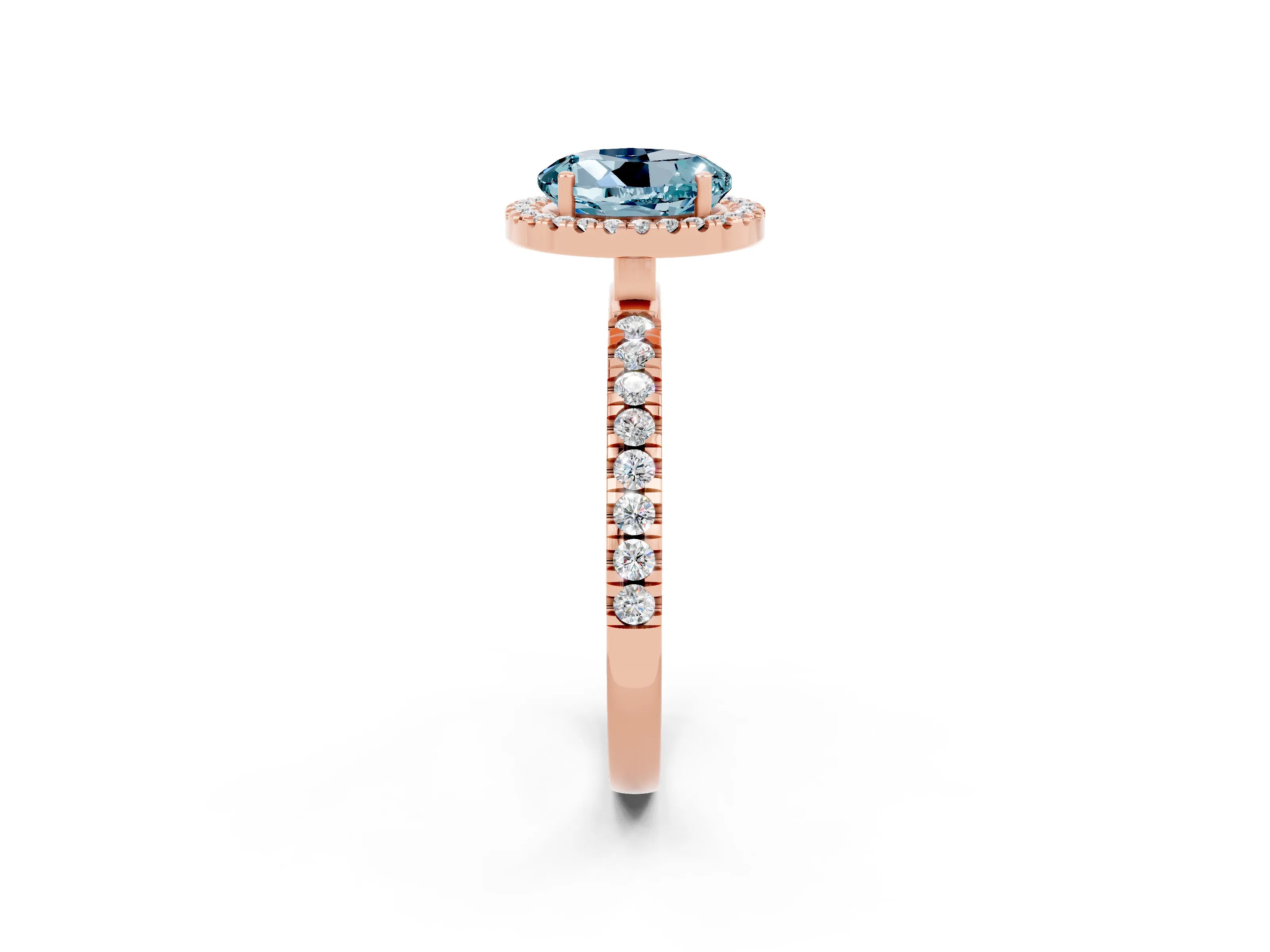 Rose gold Round Cut Halo Diamond Pave Band with Prong Setting_2