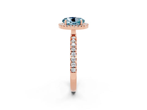 Rose gold Round Cut Halo Diamond Pave Band with Prong Setting_2