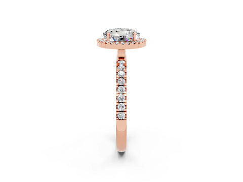 Rose gold Round Cut Halo Diamond Pave Band with Prong Setting_2