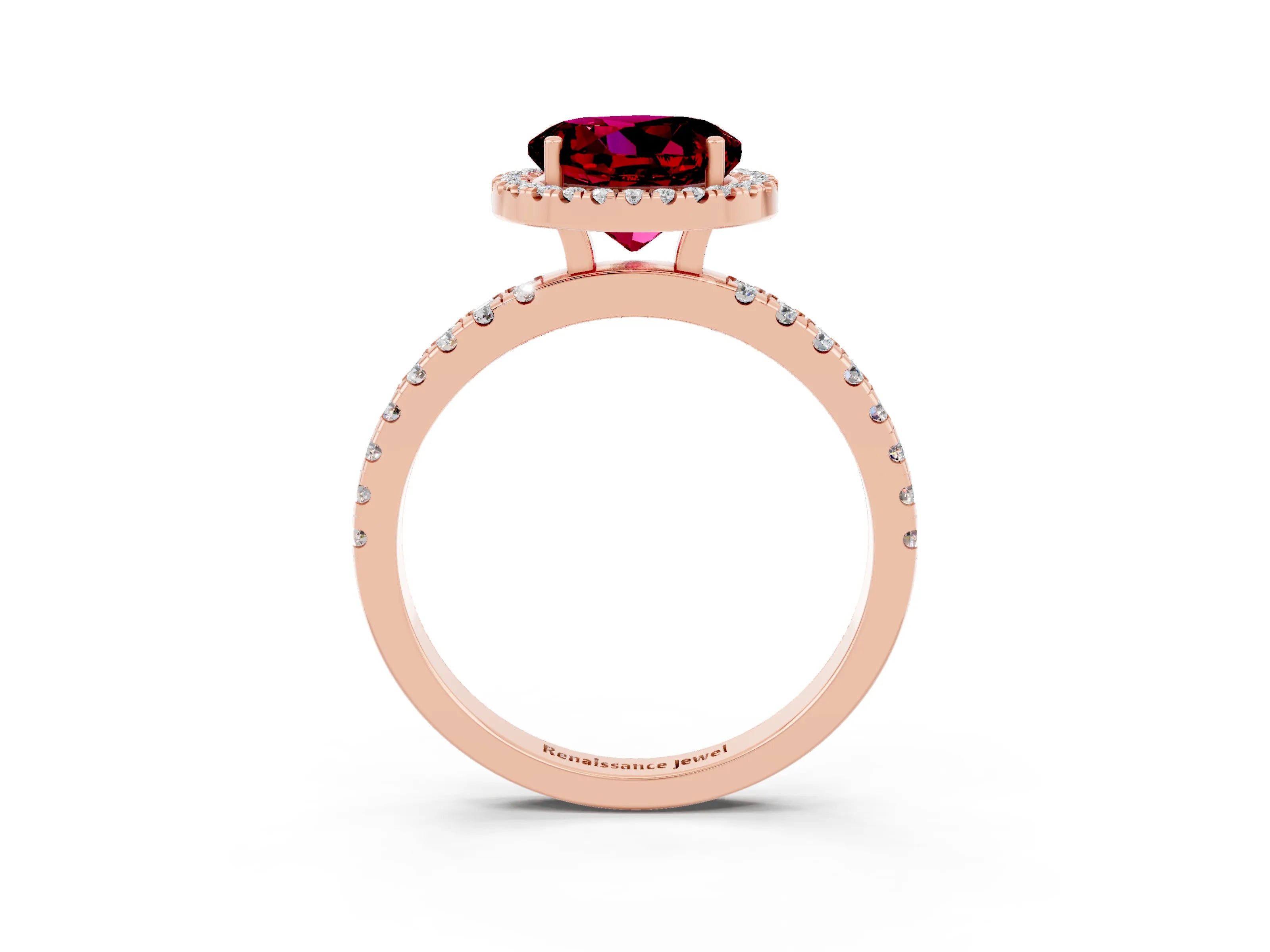 Rose gold Round Cut Halo Diamond Pave Band with Prong Setting_3