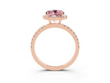 Rose gold Round Cut Halo Diamond Pave Band with Prong Setting_3