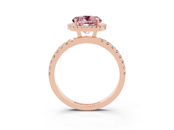 Rose gold Round Cut Halo Diamond Pave Band with Prong Setting