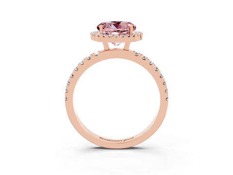Rose gold Round Cut Halo Diamond Pave Band with Prong Setting_3