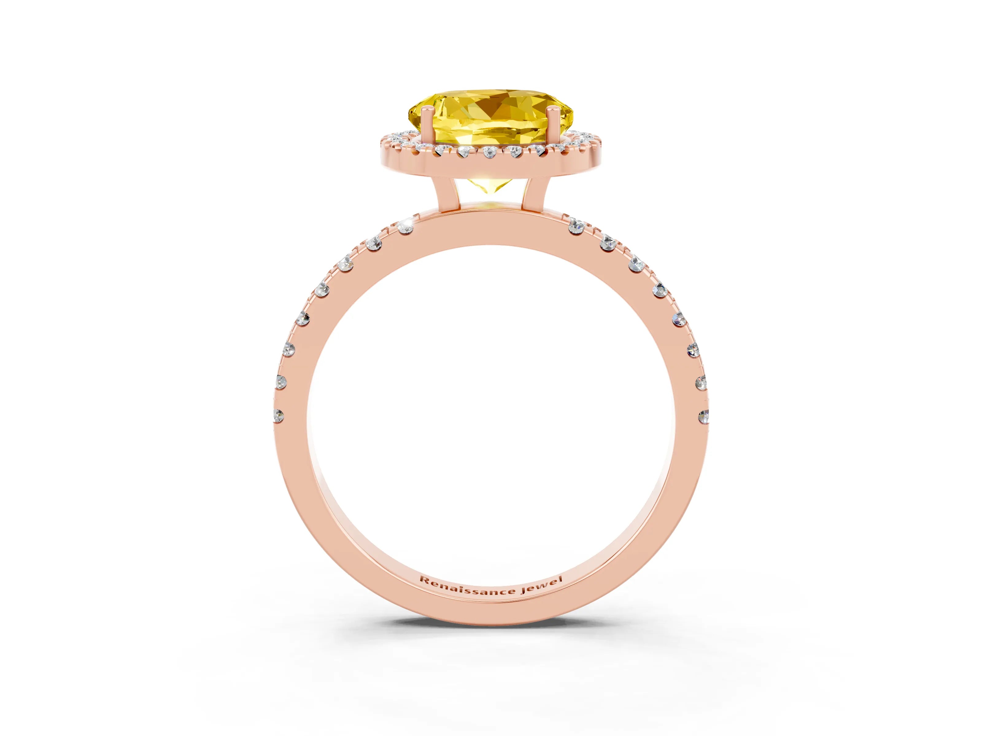 Rose gold Round Cut Halo Diamond Pave Band with Prong Setting_3
